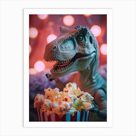 Pastel Toy Dinosaur Eating Popcorn 2 Art Print