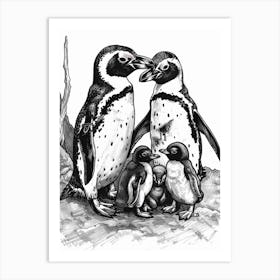 African Penguin Feeding Their Chicks 4 Art Print