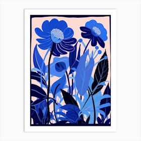 Blue Flower Illustration Coneflower 2 Art Print