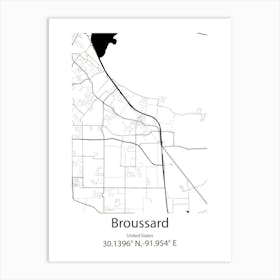 Broussard,United States Minimalist Map 1 Art Print