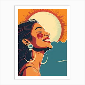 Happy Girl With Sun Art Print