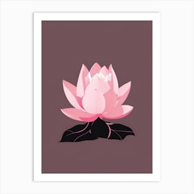 A Pink Lotus In Minimalist Style Vertical Composition 41 Art Print