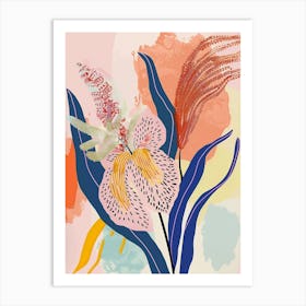 Colourful Flower Illustration Fountain Grass 4 Art Print