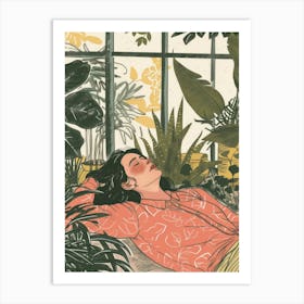 Girl In A Greenhouse Art Print