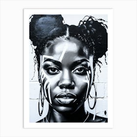 Graffiti Mural Of Beautiful Black Woman 136 Art Print