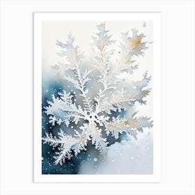 Fernlike Stellar Dendrites, Snowflakes, Storybook Watercolours 2 Art Print