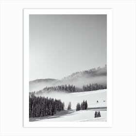 La Clusaz, France Black And White Skiing Poster Art Print