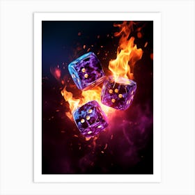 Flaming Dice On Fire Art Print