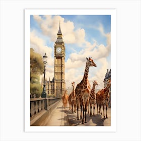 Giraffes In London Art Print