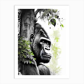 Gorilla In Tree Gorillas Graffiti Style 1 Art Print