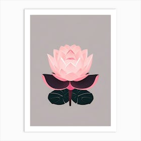 A Pink Lotus In Minimalist Style Vertical Composition 42 Art Print