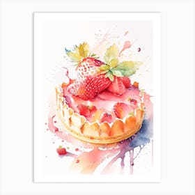 Strawberry Tart, Dessert, Food Storybook Watercolours 2 Art Print