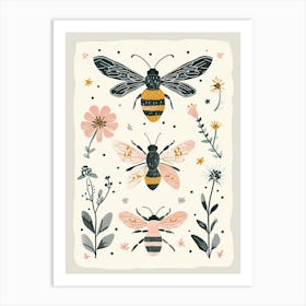 Colourful Insect Illustration Bee 11 Art Print