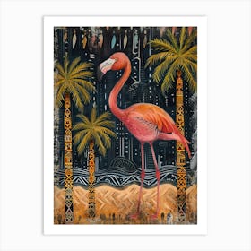 Greater Flamingo And Palm Trees Boho Print 4 Art Print