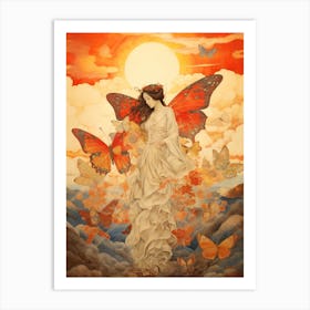 Butterfly Cloud Woman Art Print