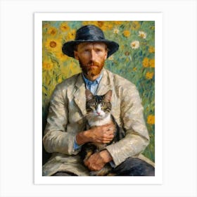 Man With A Cat Art Print