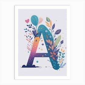 Colorful Letter A Illustration 24 Art Print