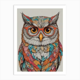 Owl With Glasses 2 Art Print