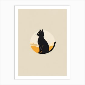 Black Cat Silhouette 2 Art Print