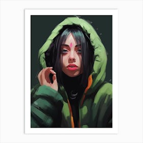 Billie Eilish Green Portrait 2 Art Print