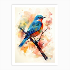 Bird Painting Collage Bluebird 7 Art Print