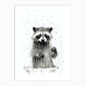 Raccoon In The Shower 2 Art Print