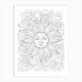 Line Art Inspired By  The Creation Of The Sun 3 Art Print