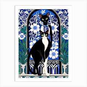 Cats In Blue And White Art Print