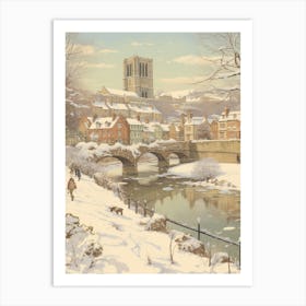 Vintage Winter Illustration Durham United Kingdom 2 Art Print