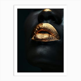 Black Woman With Gold Lips 3 Art Print
