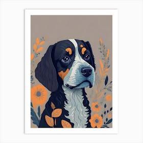 Floral Dog Portrait Boho Minimalism (14) Art Print