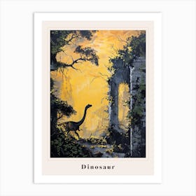 Dinosaur Silhouette Painting Poster Art Print