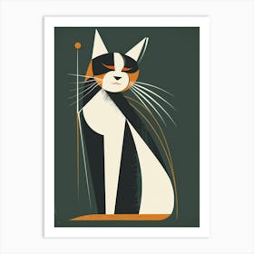 Cat With A Stick 1 Art Print