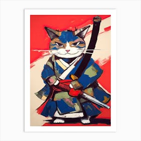 Cat Samurai In Fauvist Matisse Japanese Style  1 Art Print
