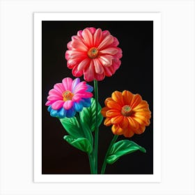 Bright Inflatable Flowers Zinnia 1 Art Print