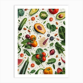 Organic Vegetables On White Background Art Print