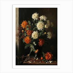Baroque Floral Still Life Chrysanthemums 1 Art Print