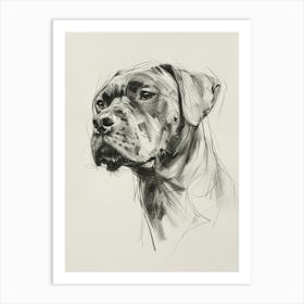 Bullmastiff Dog Charcoal Line 3 Art Print