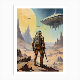 Aliens In Space vintage retro sci-fi art Art Print