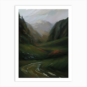 Mountain Valley Oil Painting Art Print
