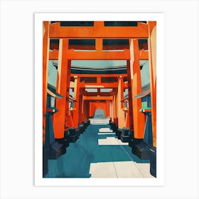 Fushimi Inari Japan Mid Century Modern Art Print
