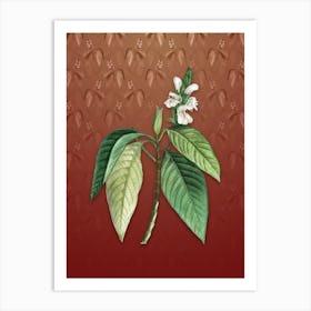 Vintage Malabar Nut Botanical on Falu Red Pattern n.1815 Art Print