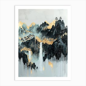 Mont Blanc Golden Peaks - Liquid Gold Art Art Print