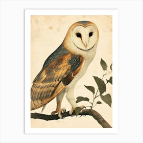 Barn Owl Vintage Illustration 2 Art Print
