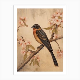 Dark And Moody Botanical Barn Swallow 1 Art Print