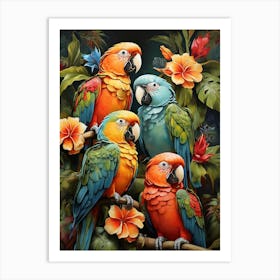 Parrots art print Art Print