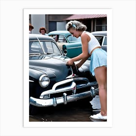 50's Era Community Car Wash Reimagined - Hall-O-Gram Creations 23 Art Print
