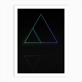 Neon Blue and Green Abstract Geometric Glyph on Black n.0240 Art Print