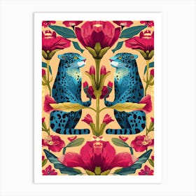 Leopards And Flowers Art Print