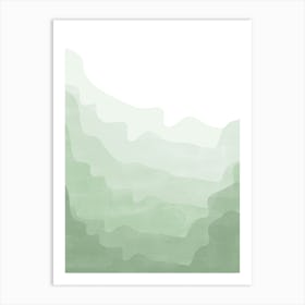 Pastel Green Watercolor Mountains Art Print